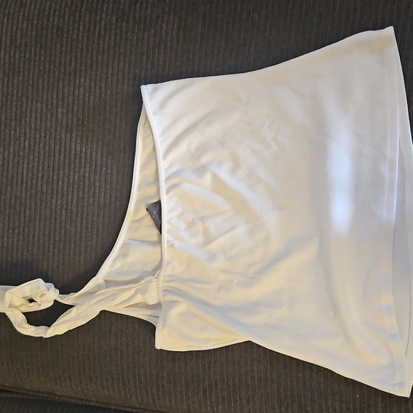 Sunday in Brooklyn Asymmetrical Tie Front Cream Tank Top - Picture 2 of 4